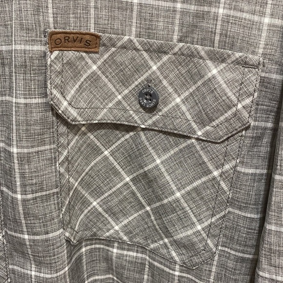 Orvis Classic Collection Men’s Sz L Button Down Short Sleeve Gray Plaid 🌟 - Picture 3 of 7